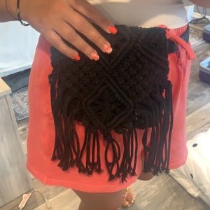 Express Black fringe belt bag